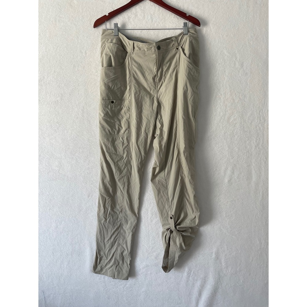 Royal Robbins Discovery Roll Up Pants Womens 14 Khaki Nylon Stretch Hiking